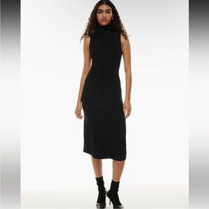 Aritzia Wilfred Mimi black knit turtleneck sleeveless midi dress size small